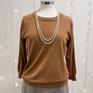 J. Crew Merino Wool Tippi Sweater, Heather Brownstone, size M, EUC!